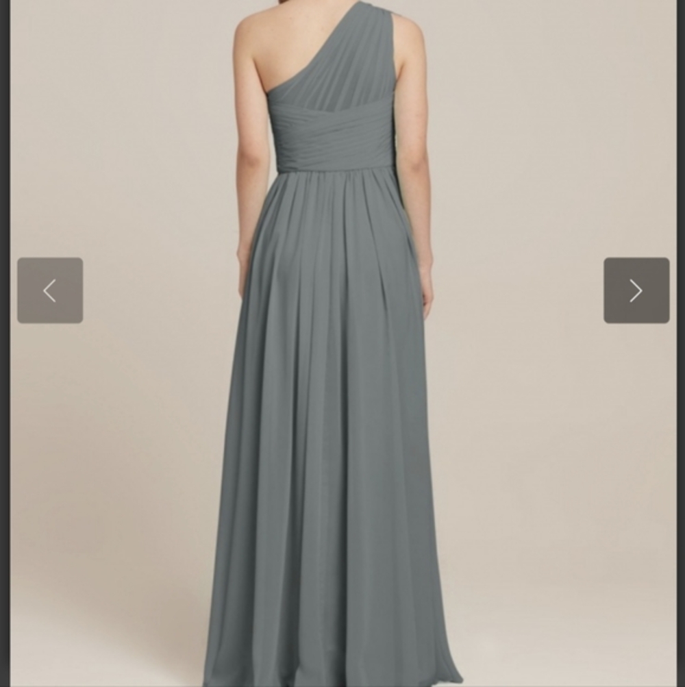 One Shoulder Chiffon Bridesmaid Dress Grey Size 8 - Picture 5 of 10